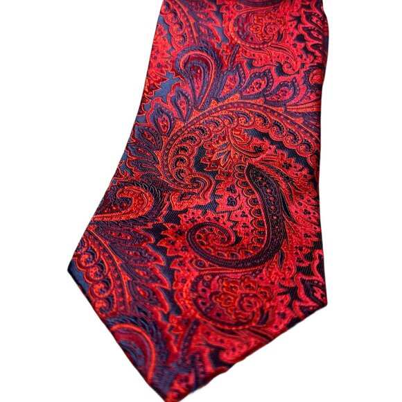 Hi-Density Blend Tie by Steven Land– Red Paisley with Blue & Purple Accents - Picture 3 of 4